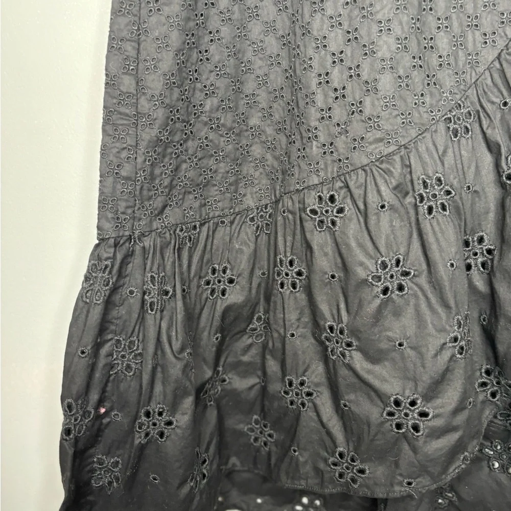 LOFT Women’s black cotton eyelet skirt cottage witchy fairy goth fitted layers - Picture 3 of 8